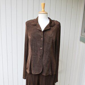 Vintage Mark Singer Softwear Brown Shirt Cropped Wide Leg Pants Outfit Large